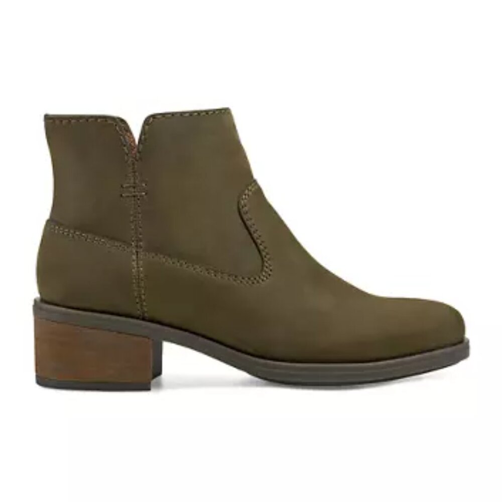 NEW EARTH Suede Oslo Comfort Booties dark green for women 563tn
